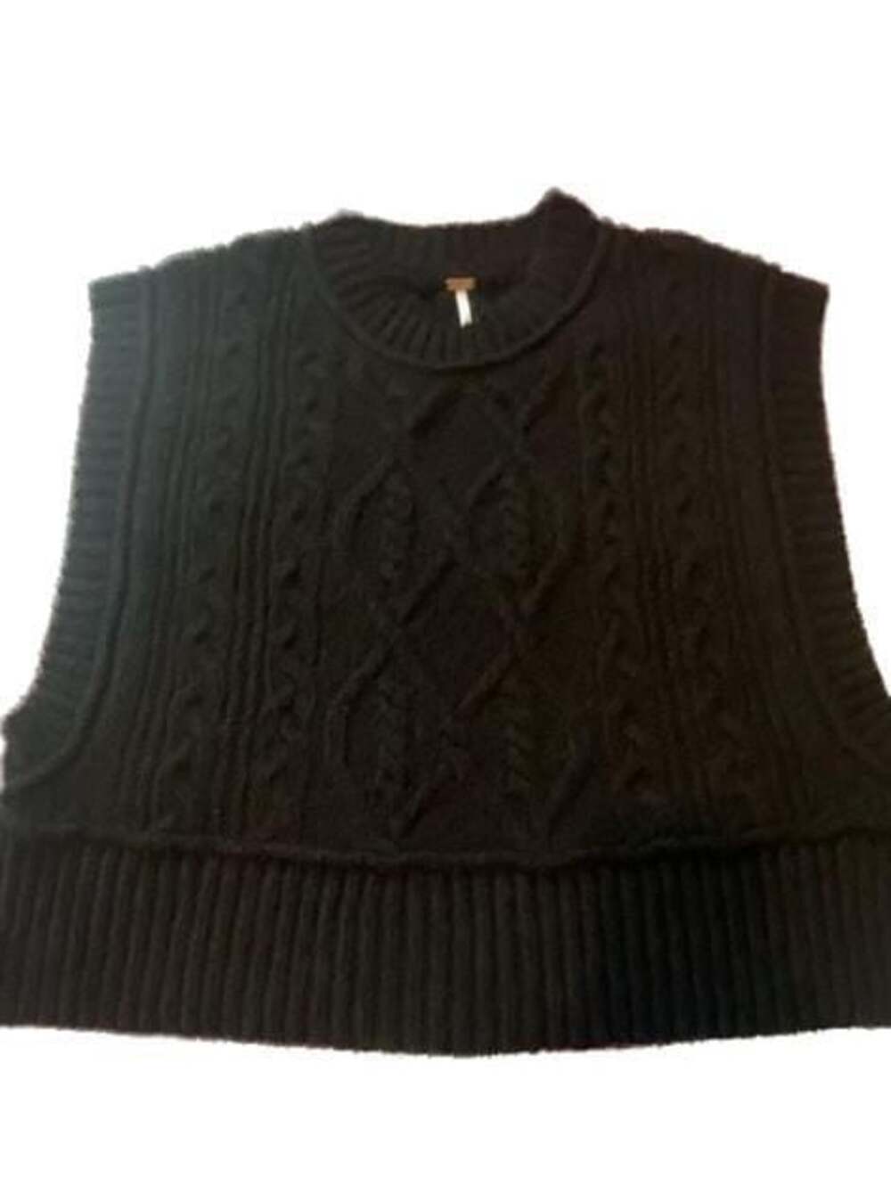 Free People Black Cable Knit Sweater Vest Size XL